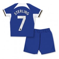 Fotbalové Dres Chelsea Raheem Sterling #7 Dětské Domácí 2023-24 Krátký Rukáv (+ trenýrky)